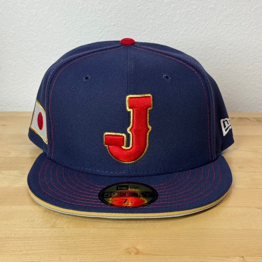 Japan World Baseball Classic New Era 59FIFTY Hat Men's 7 3/4 Navy Red Gold